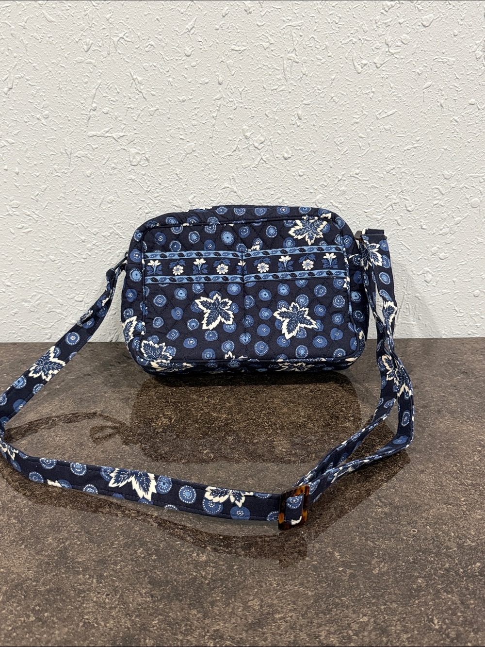 Vera Bradley Navy Floral Quilted Crossbody Bag Cottagecore